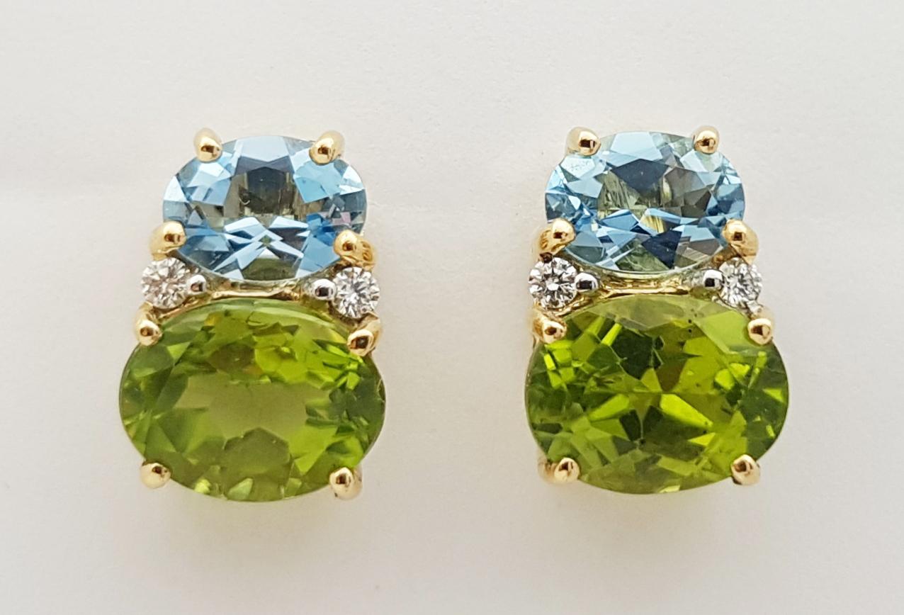 Peridot mit Aquamarin und Diamant-Ohrringe in 18 Karat Goldfassung (Zeitgenössisch)