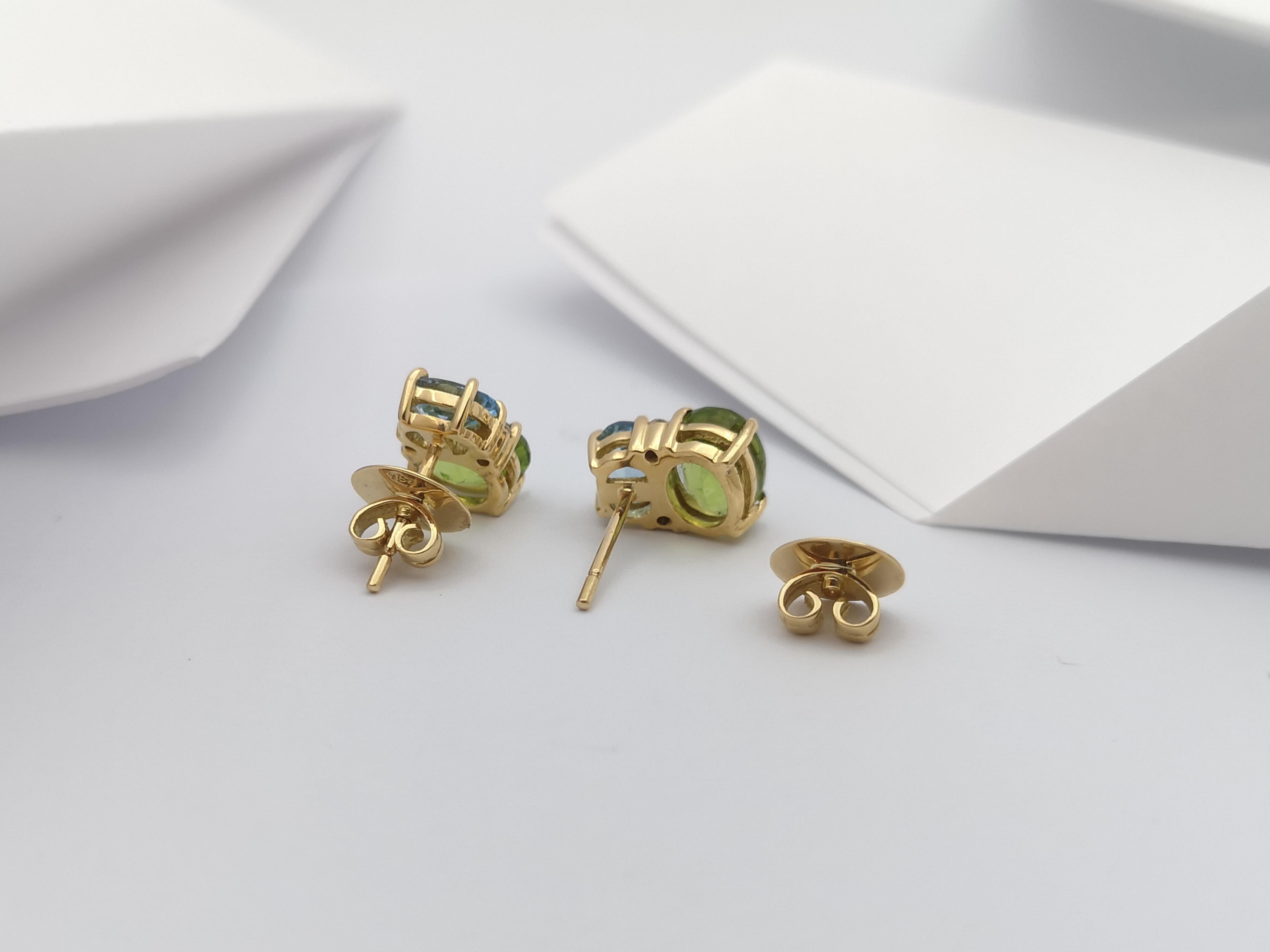 Peridot mit Aquamarin und Diamant-Ohrringe in 18 Karat Goldfassung 1
