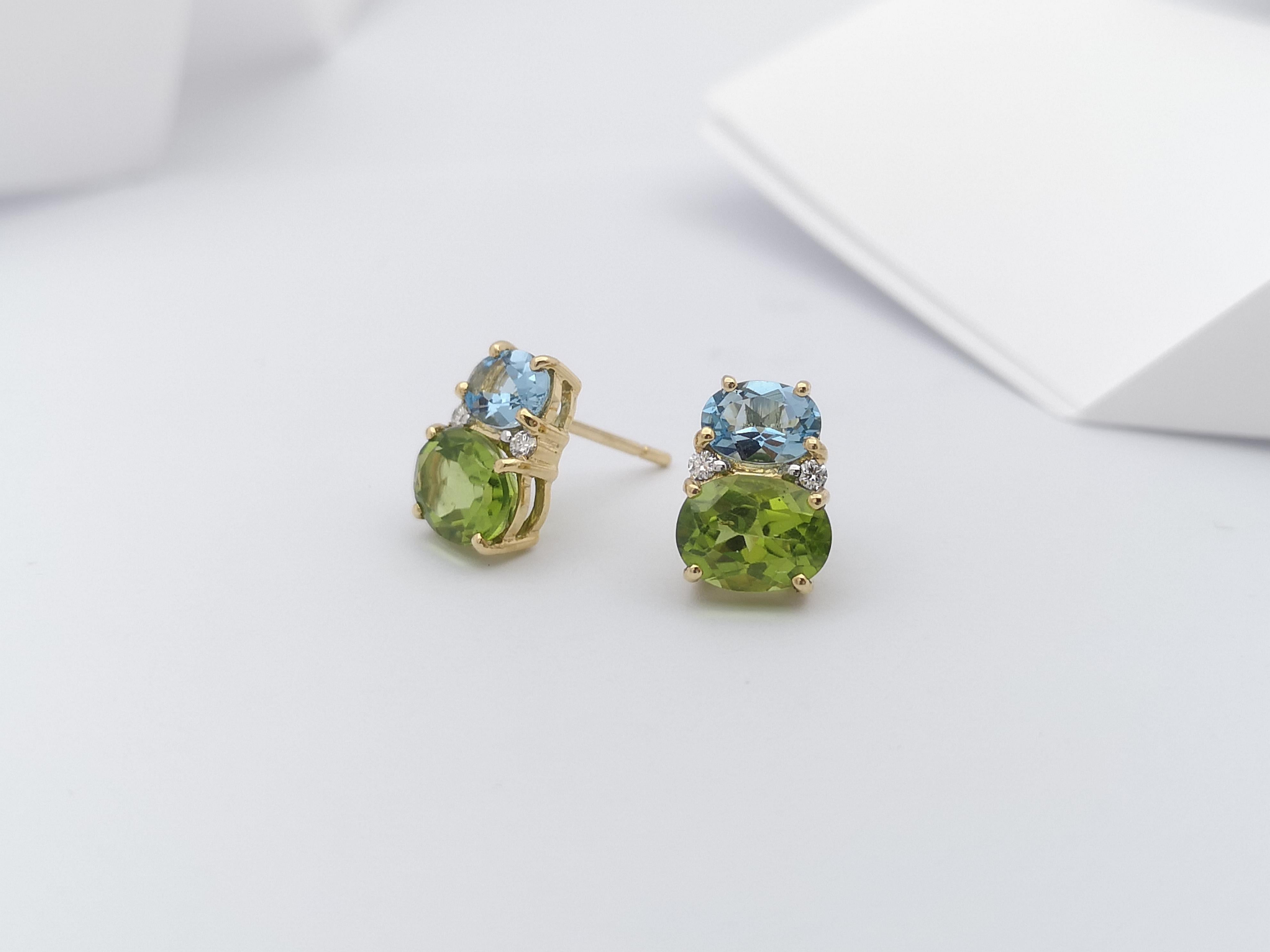 Peridot mit Aquamarin und Diamant-Ohrringe in 18 Karat Goldfassung 2