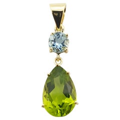 Peridot with Aquamarine Pendant Set in 18 Karat Gold Settings