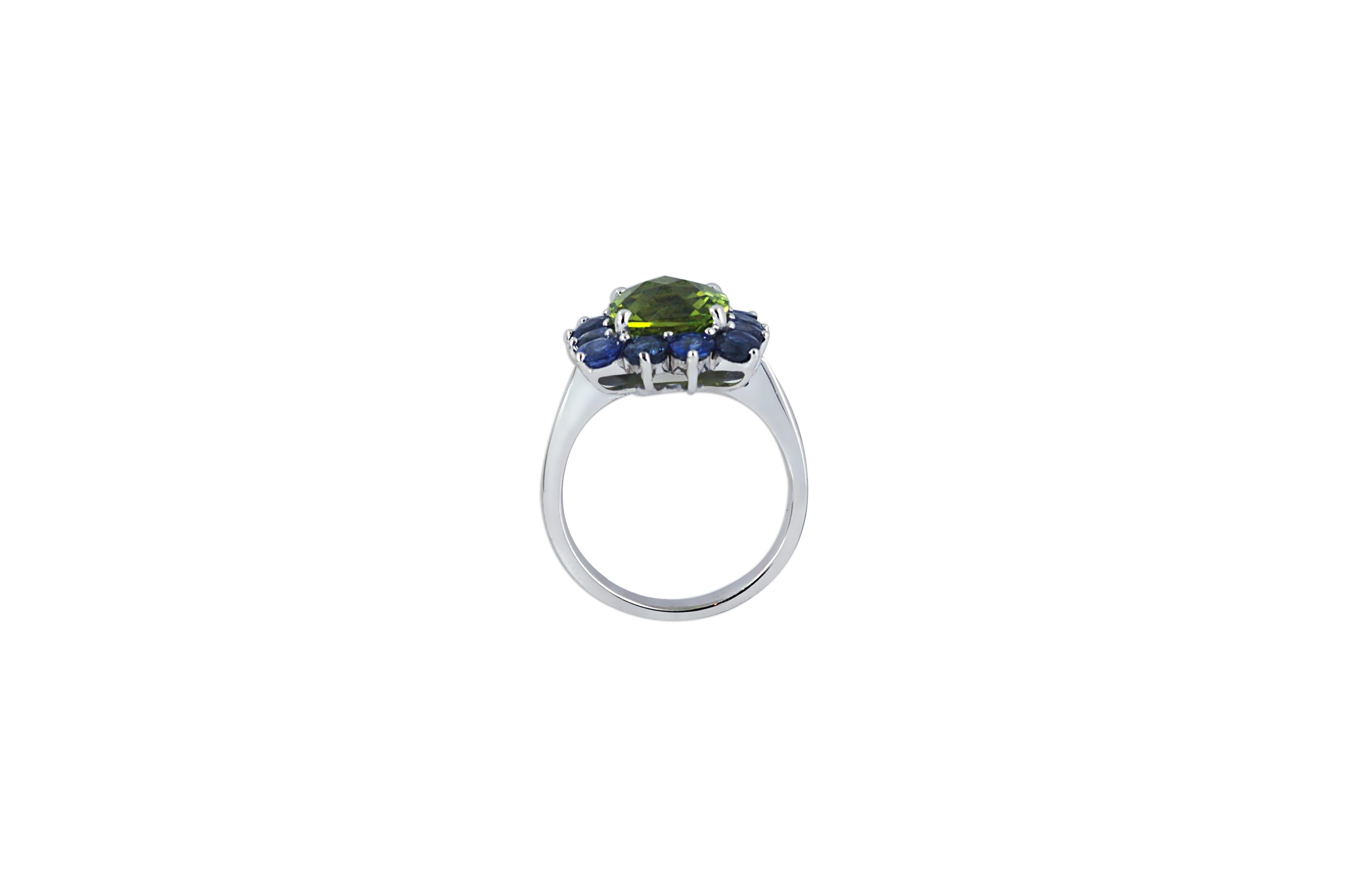 peridot and blue sapphire ring