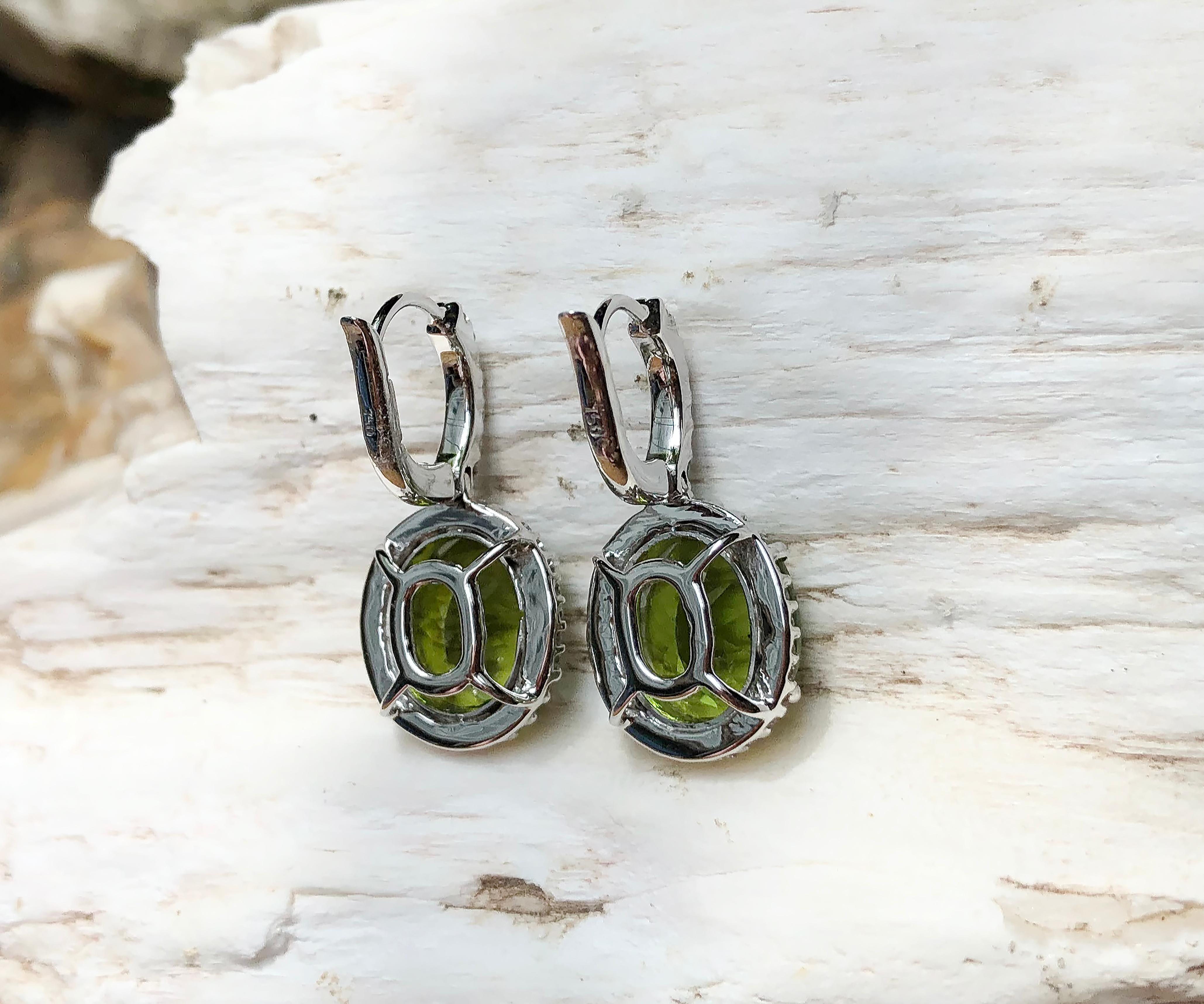 Peridot with Diamond Earrings Set in 18 Karat White Gold Settings 3