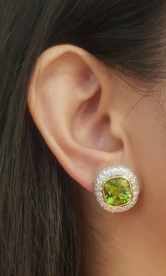 Peridot with Diamond Earrings set in 18K Gold Settings
