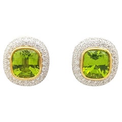 Peridot with Diamond Earrings set in 18K Gold Settings