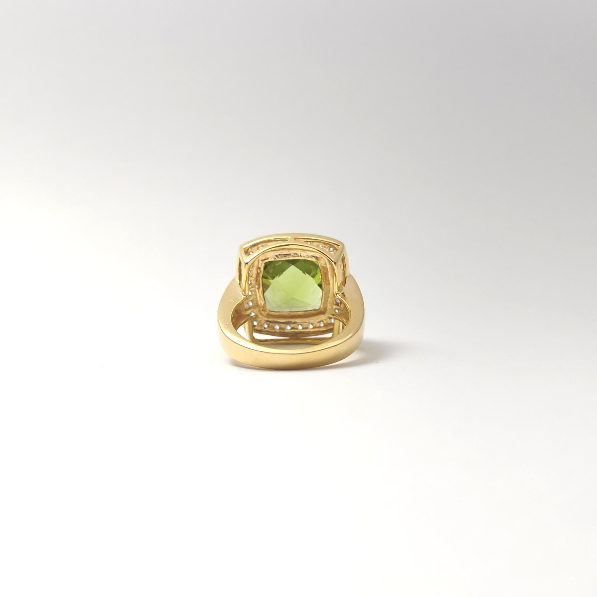 Peridot mit Diamantring in 14K Goldfassungen gefasst im Angebot 2