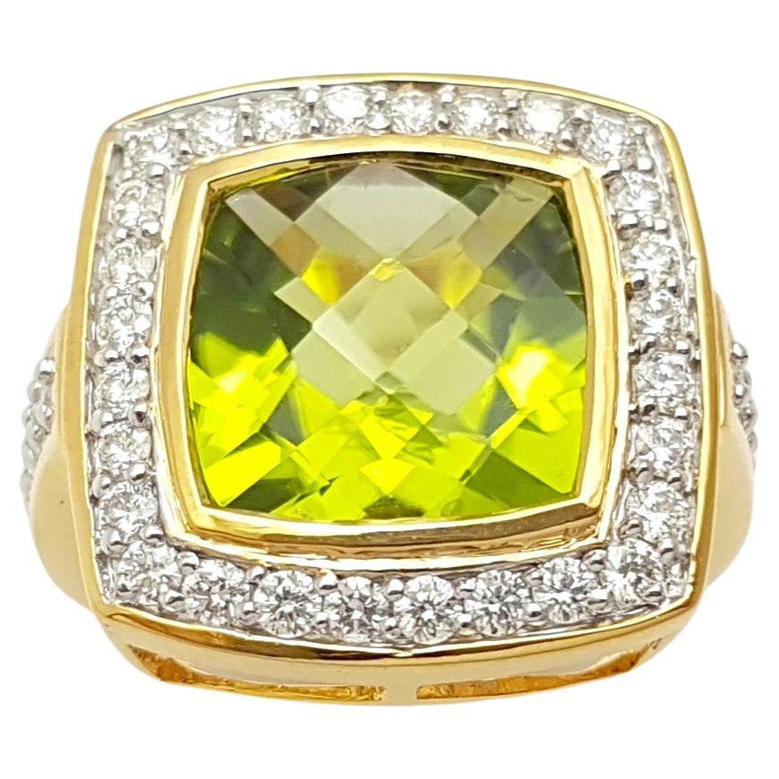 Anillo Peridoto con Diamante engastado en Oro de 14K