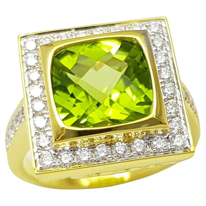 Anillo Peridoto con Diamante engastado en Oro de 14K