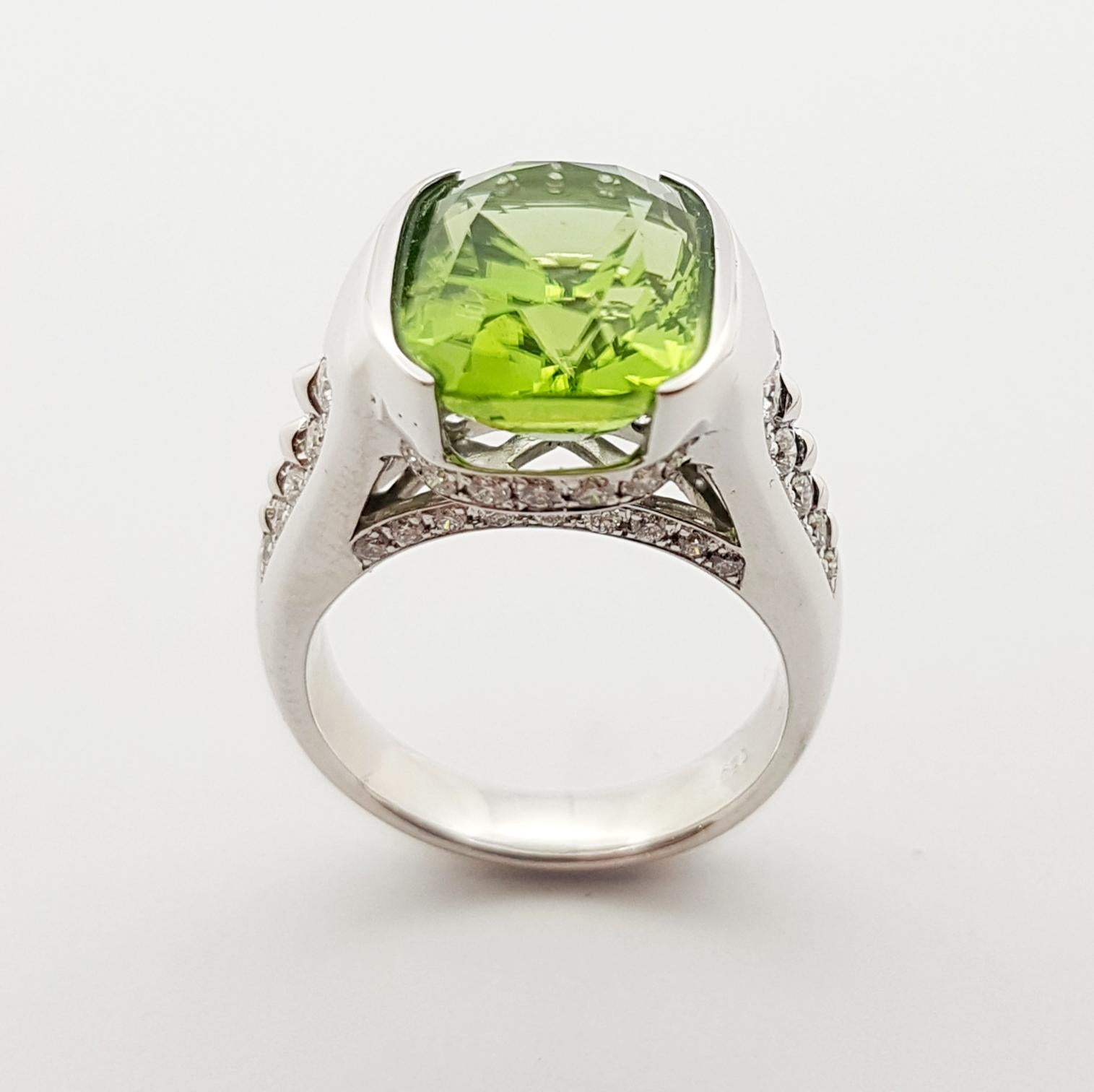 Ring mit Peridot und Diamant in 18 Karat Weißgoldfassung im Angebot 5