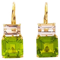 Peridot with Morganite Earrings set in 18K Gold Settings