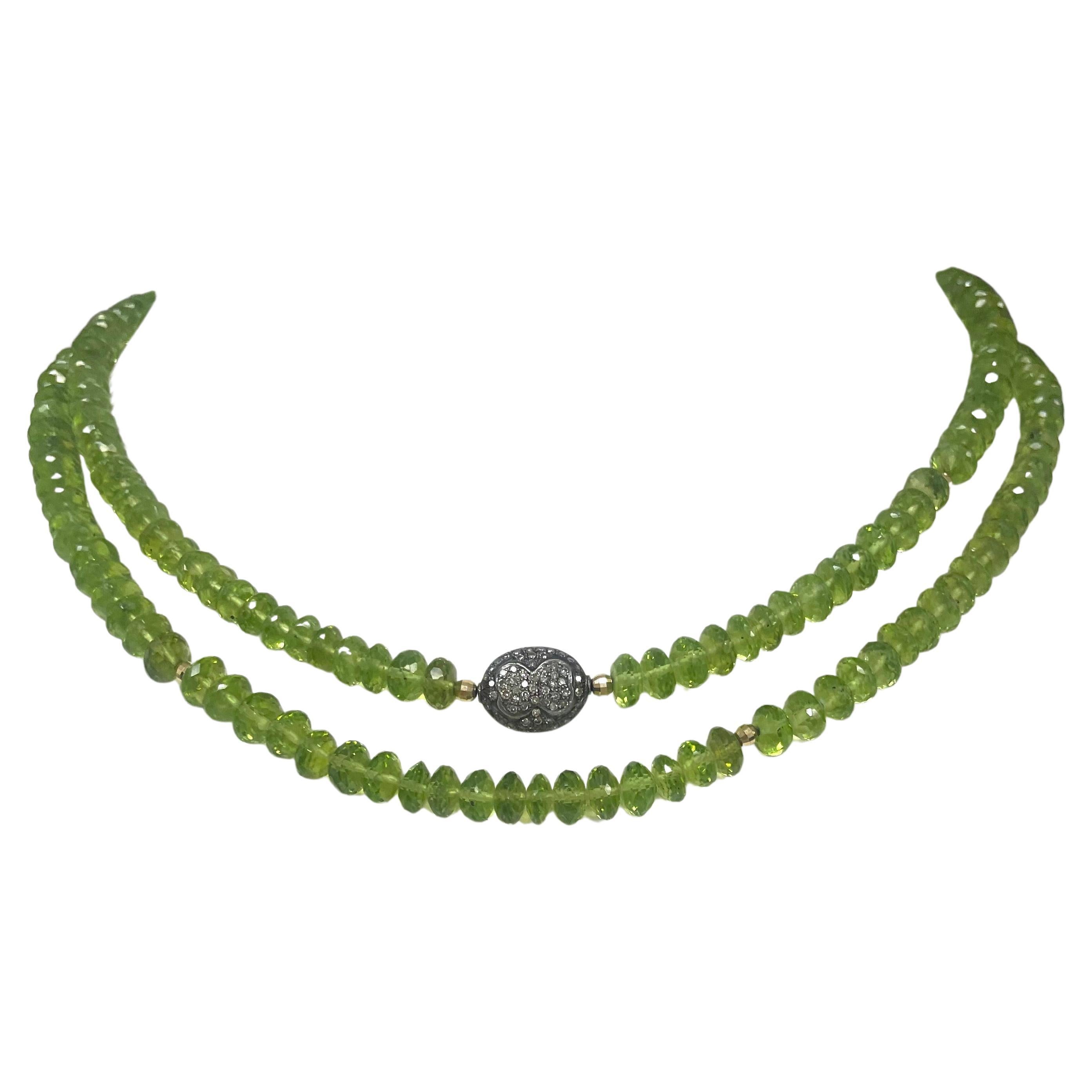 Peridot with Pave Diamonds Paradizia Necklace For Sale 8