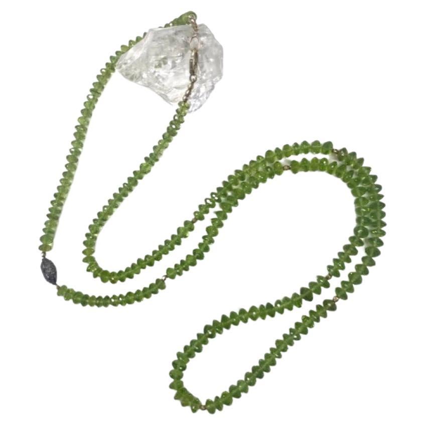 Bead Peridot with Pave Diamonds Paradizia Necklace For Sale