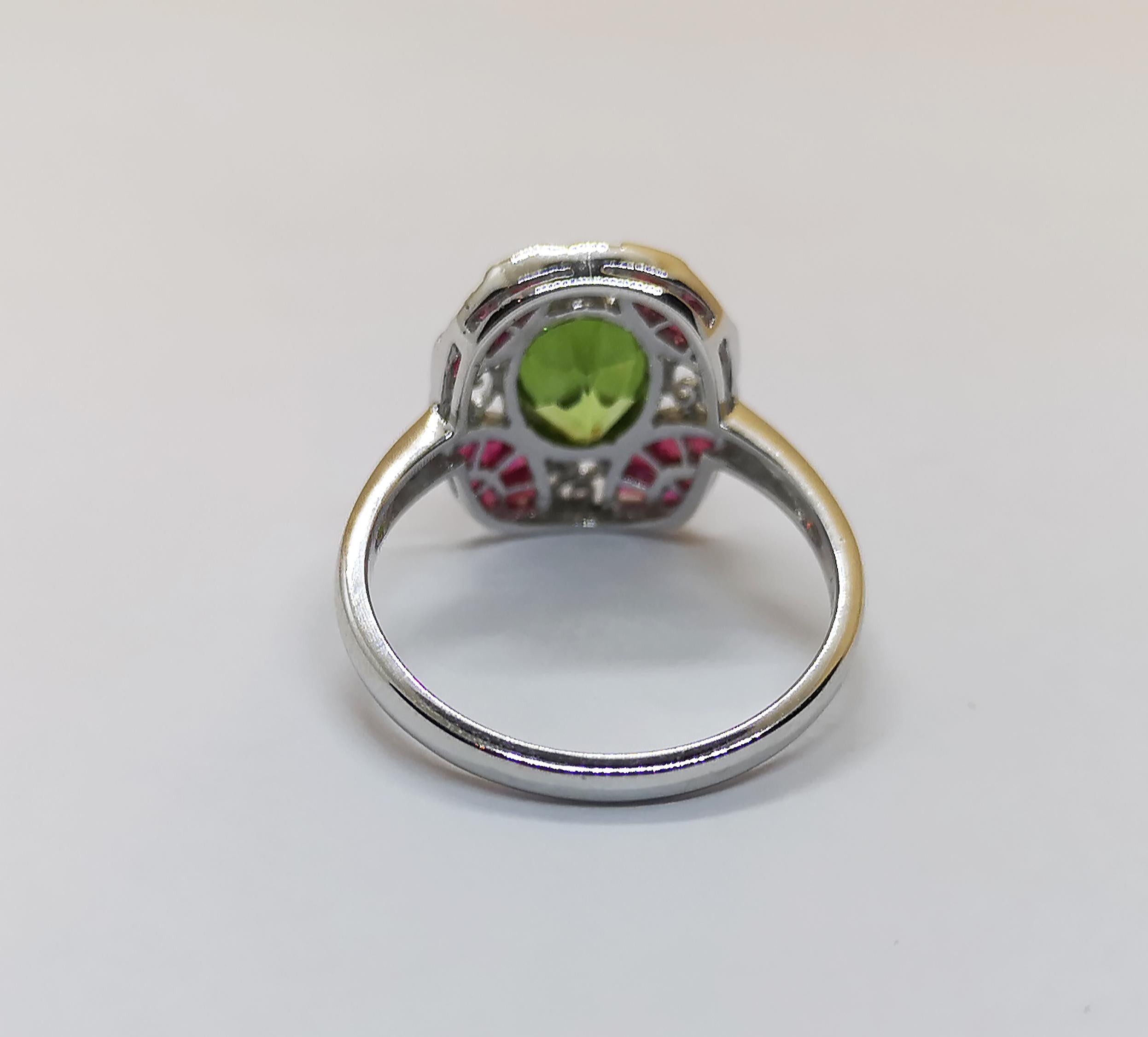 peridot and ruby engagement ring