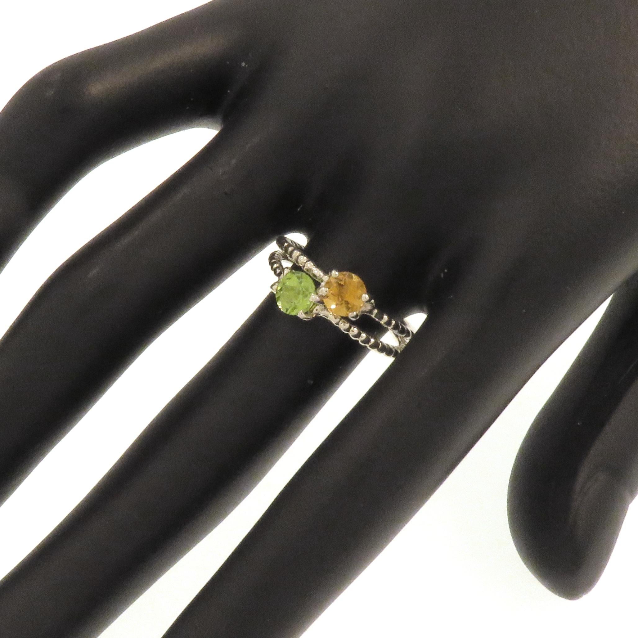 Peridot Withe Gold Stacking Ring Handcrafted in Italy by Botta Gioielli 1