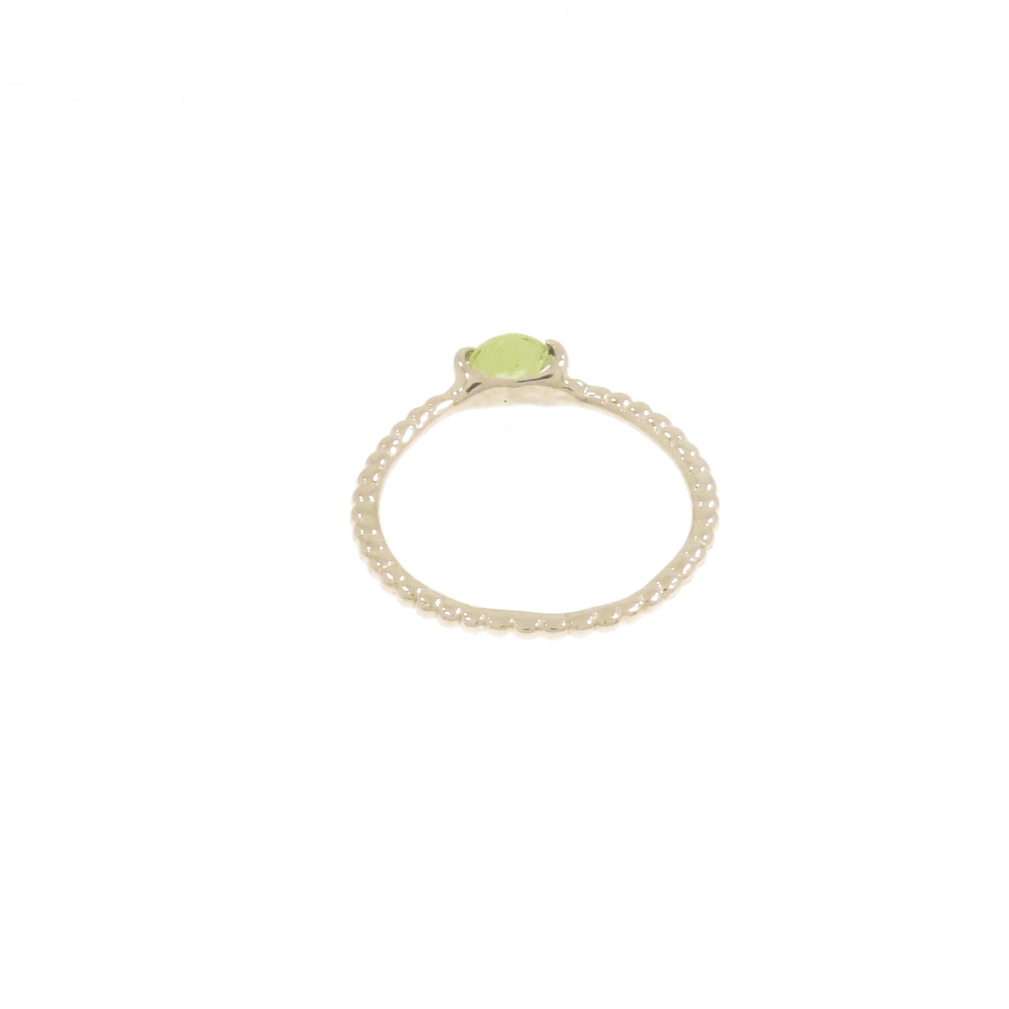 Women's Peridot Withe Gold Stacking Ring Handcrafted in Italy by Botta Gioielli