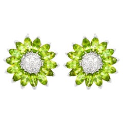 Peridots Earrings 4.60 Carats with Diamonds 0.40 Carats 18k Gold