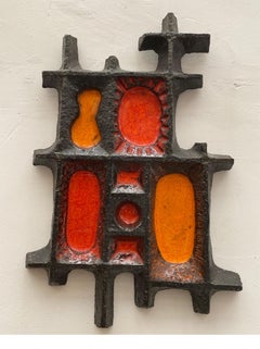 Perignem Abstract Wall Plaque Ceramic Artwork, 1960s Belgium