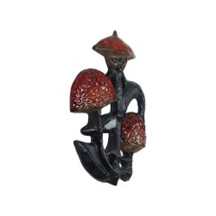 Perignem Mushroom Elisabeth Vandeweghe Ceramic Wall Sculpture 1960s