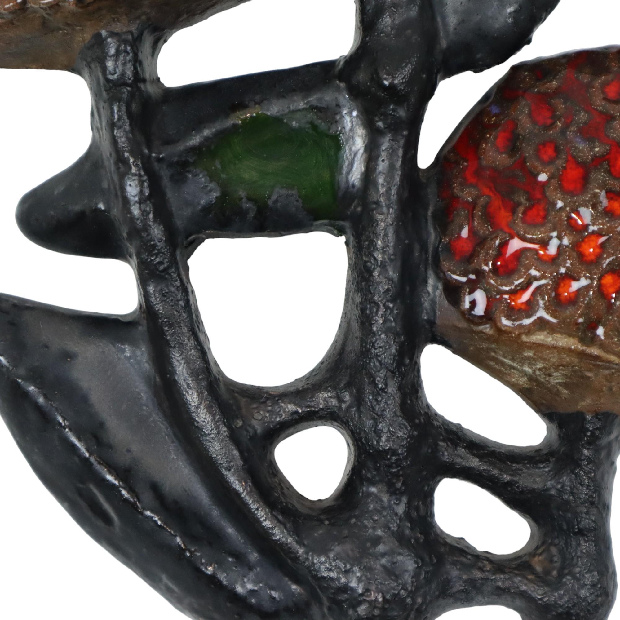 Cotto Scultura da parete in ceramica Perignem Mushroom Elisabeth Vandeweghe 1960s in vendita