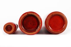 Perignem, Set of 3 Red Ceramic Vases, Belgium, 1960s