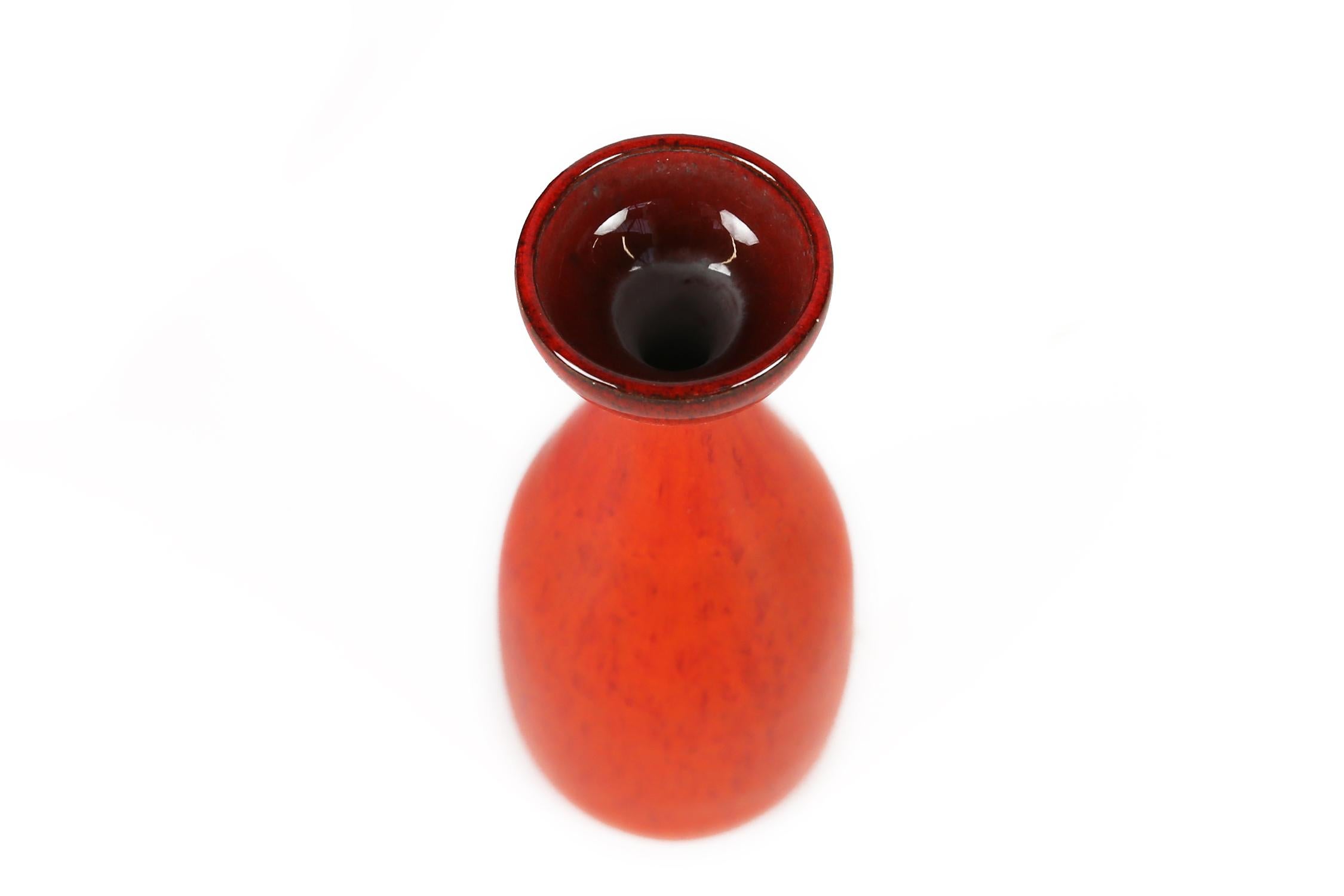 Mid-20th Century Perignem, Set of 3 Red Ceramic Vases, Belgium, 1960s For Sale