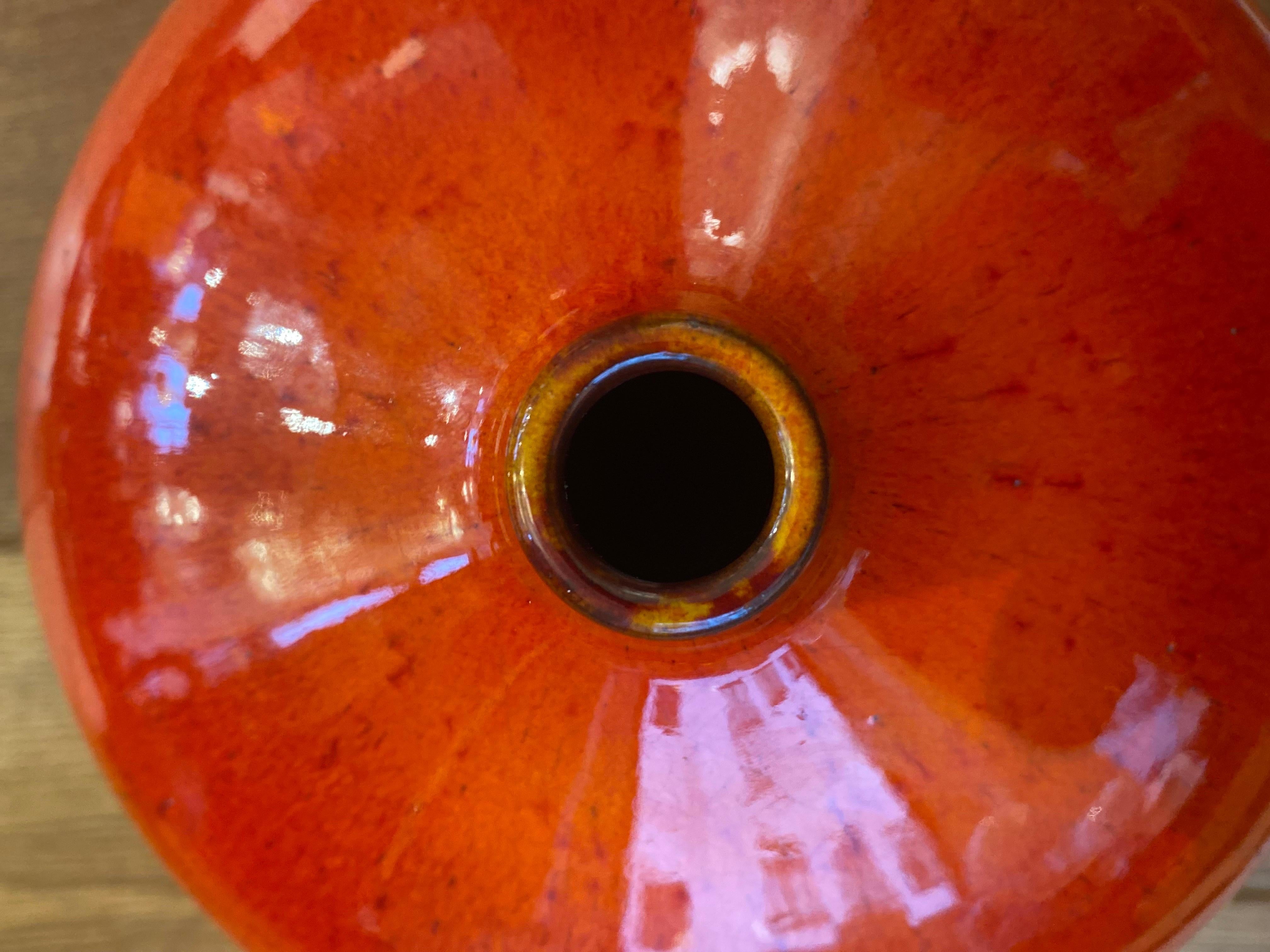 Belgian Perignem Vase Red Glaze 1960s For Sale