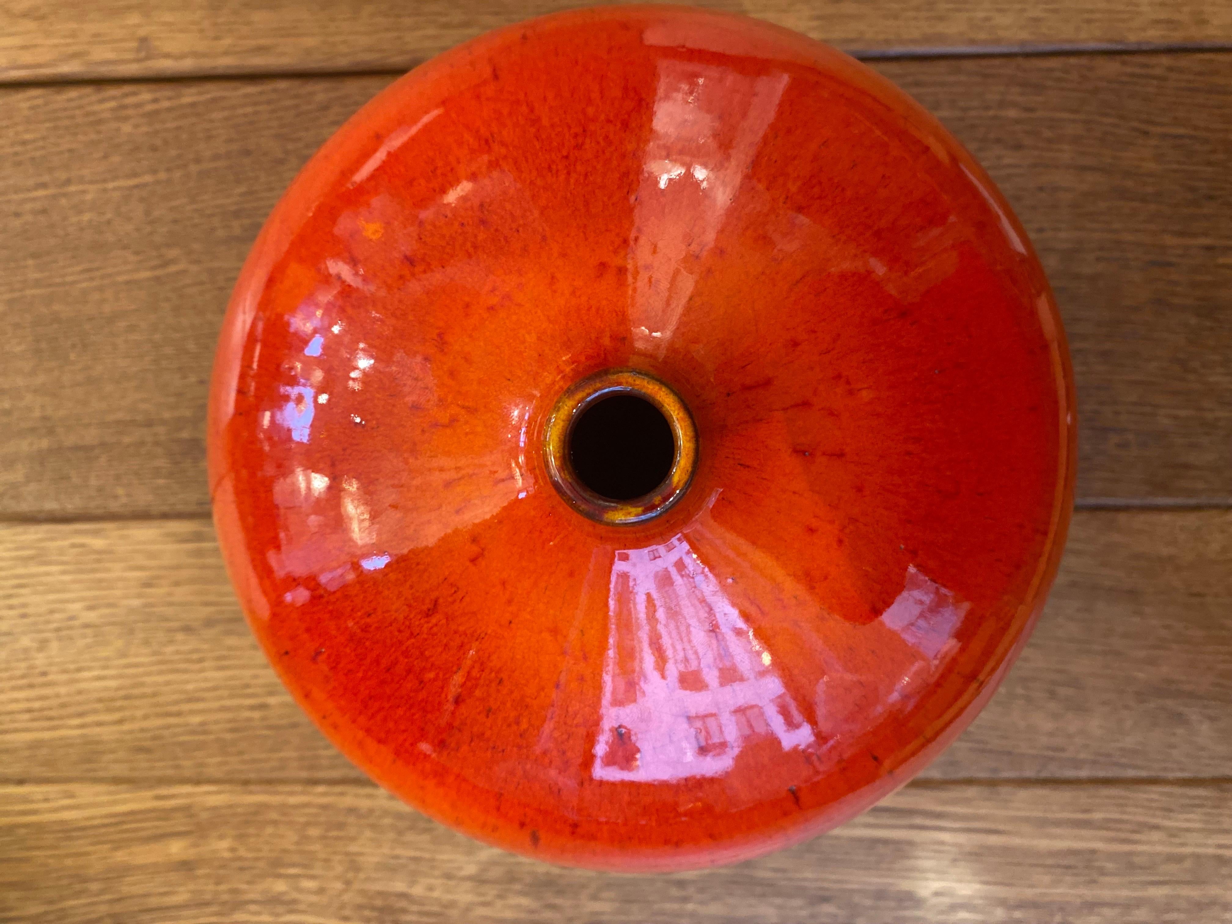 Perignem Vase Red Glaze 1960s In Good Condition For Sale In Antwerp, BE