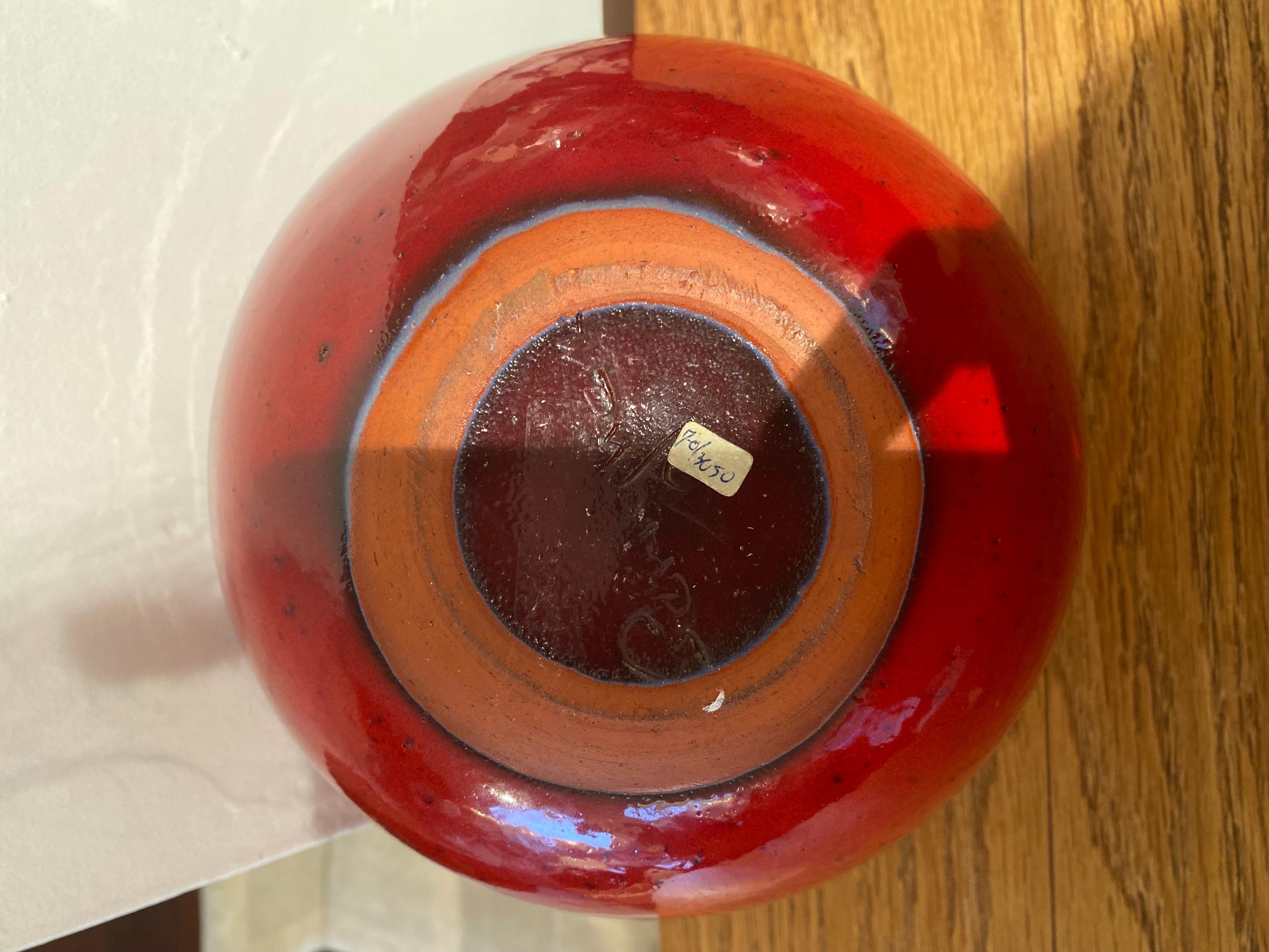 Perignem Vase Rote Glasur 1960er Jahre im Angebot 1