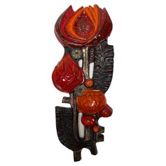 Perignem, Keramische Blumen-Wandskulptur für die Wandmontage,  1970s