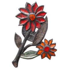 Perignem Wall Mounted Flower Decoration in Ceramic, Belgium Art