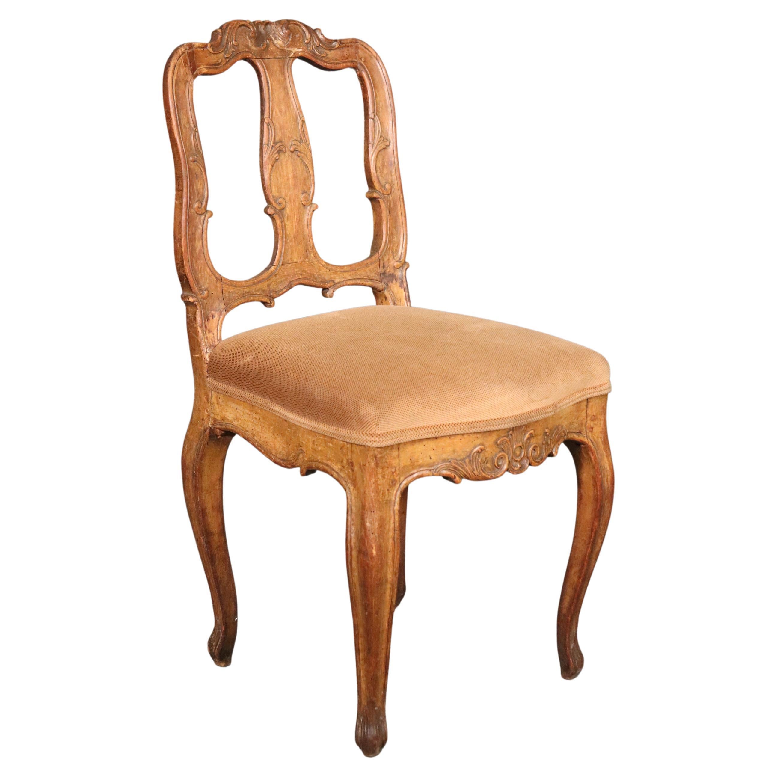 Period 1770s Era Italian Provincial Walnut Desk or Vanity Chair For Sale