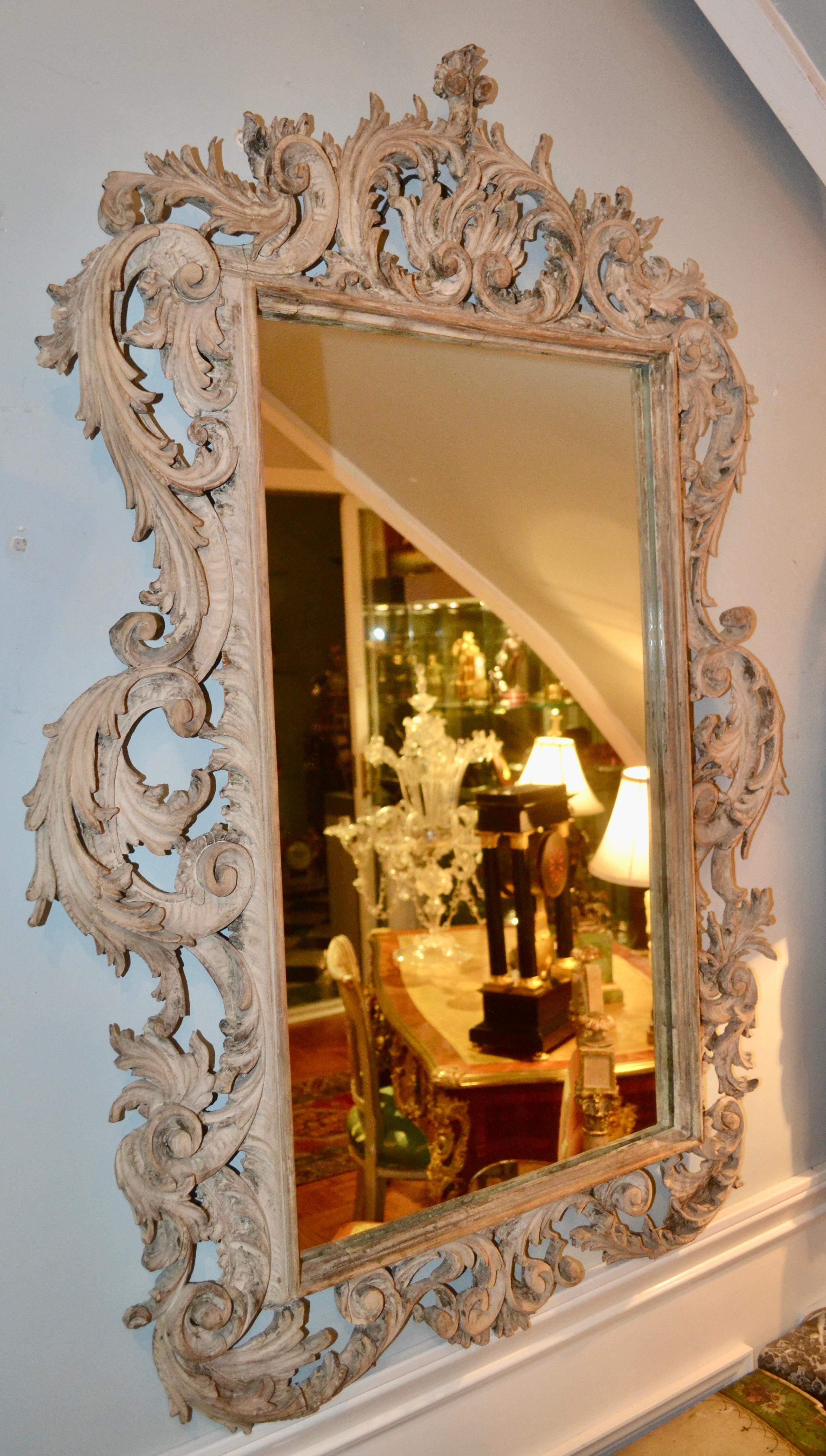 Period 18th Century Chippendale Carved and Painted Mirror 4