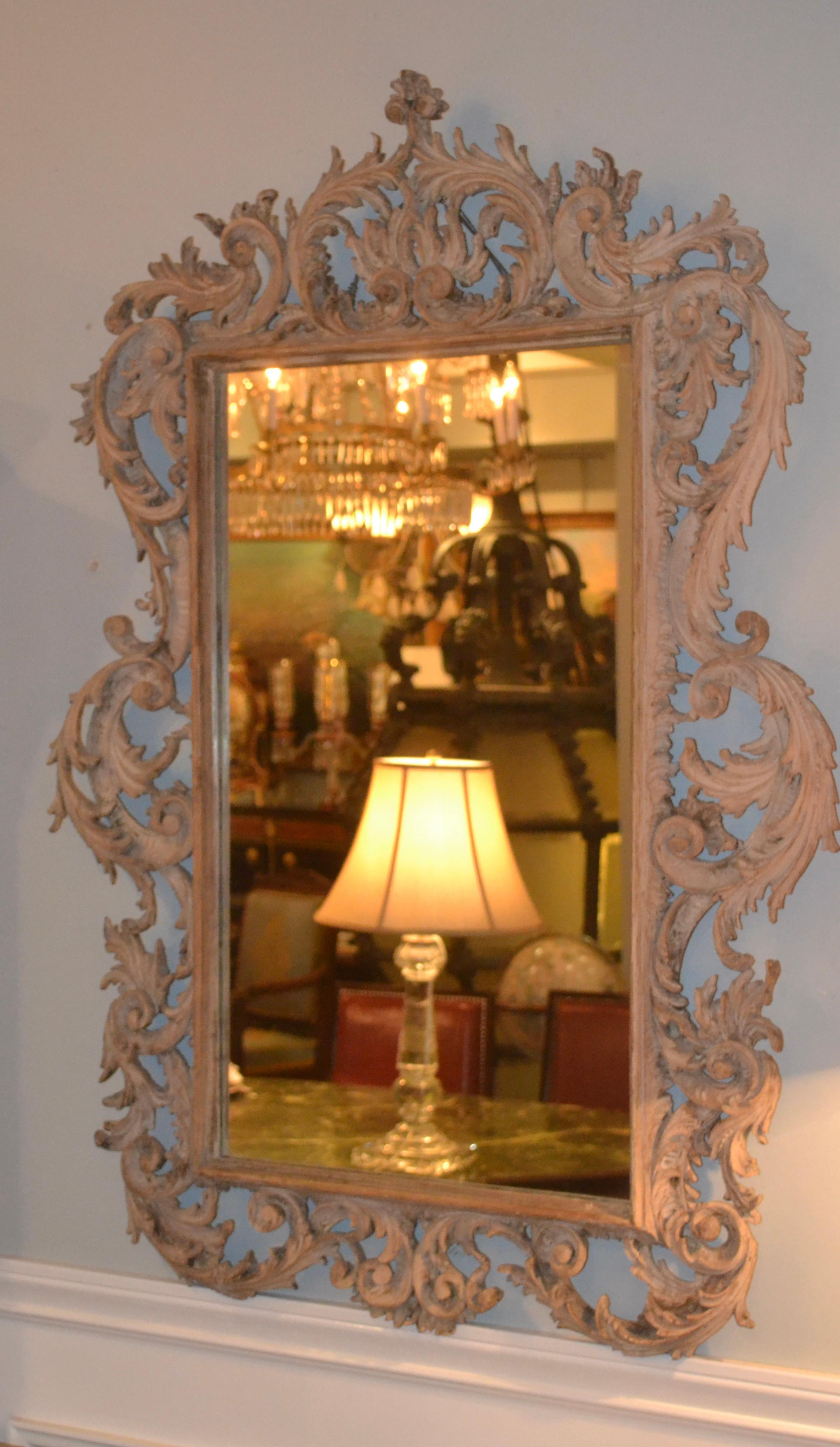 Period 18th Century Chippendale Carved and Painted Mirror 5