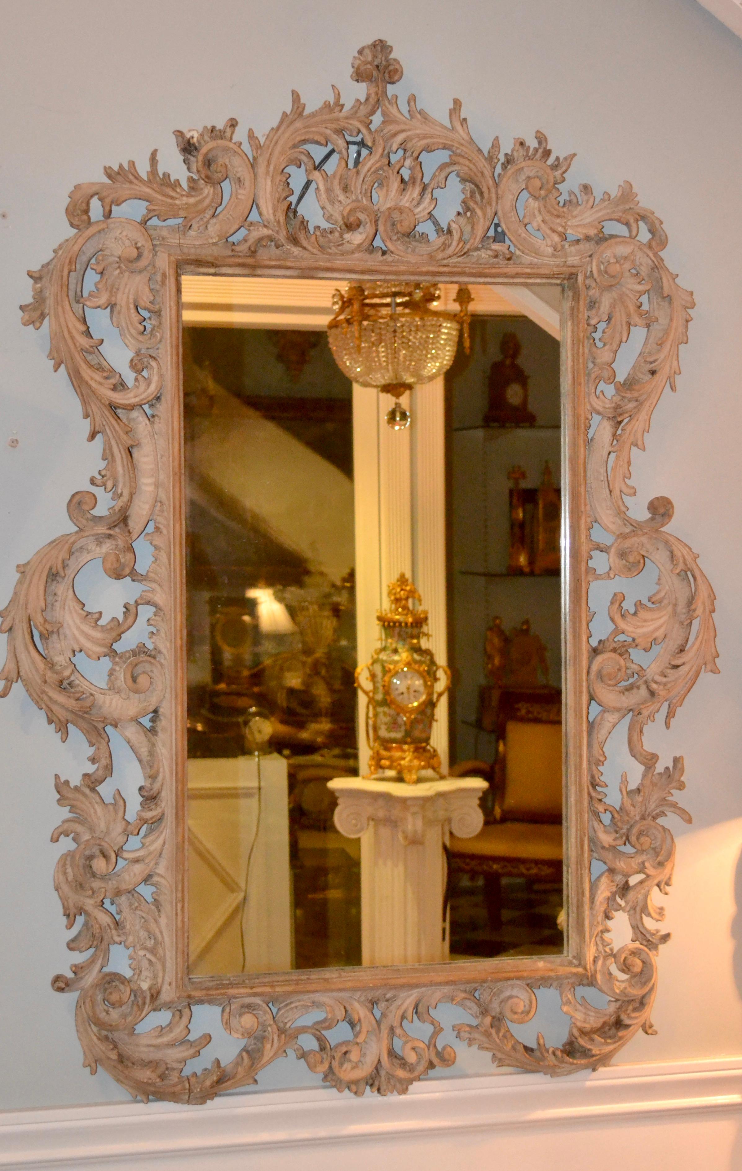 Period 18th Century Chippendale Carved and Painted Mirror 6