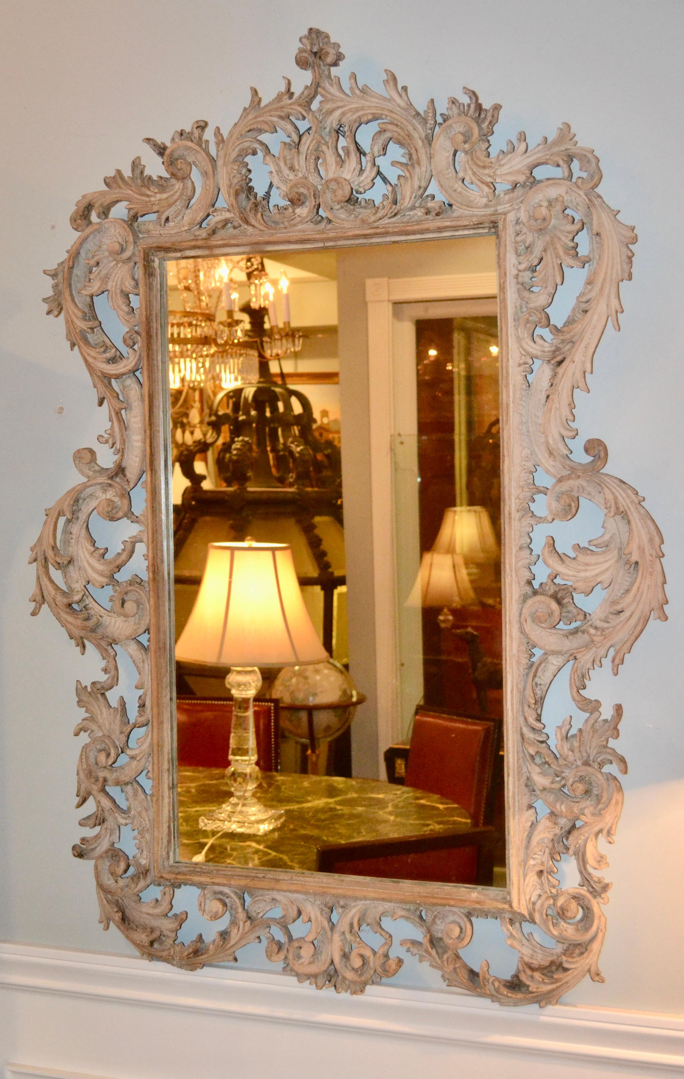 Period 18th Century Chippendale Carved and Painted Mirror 7