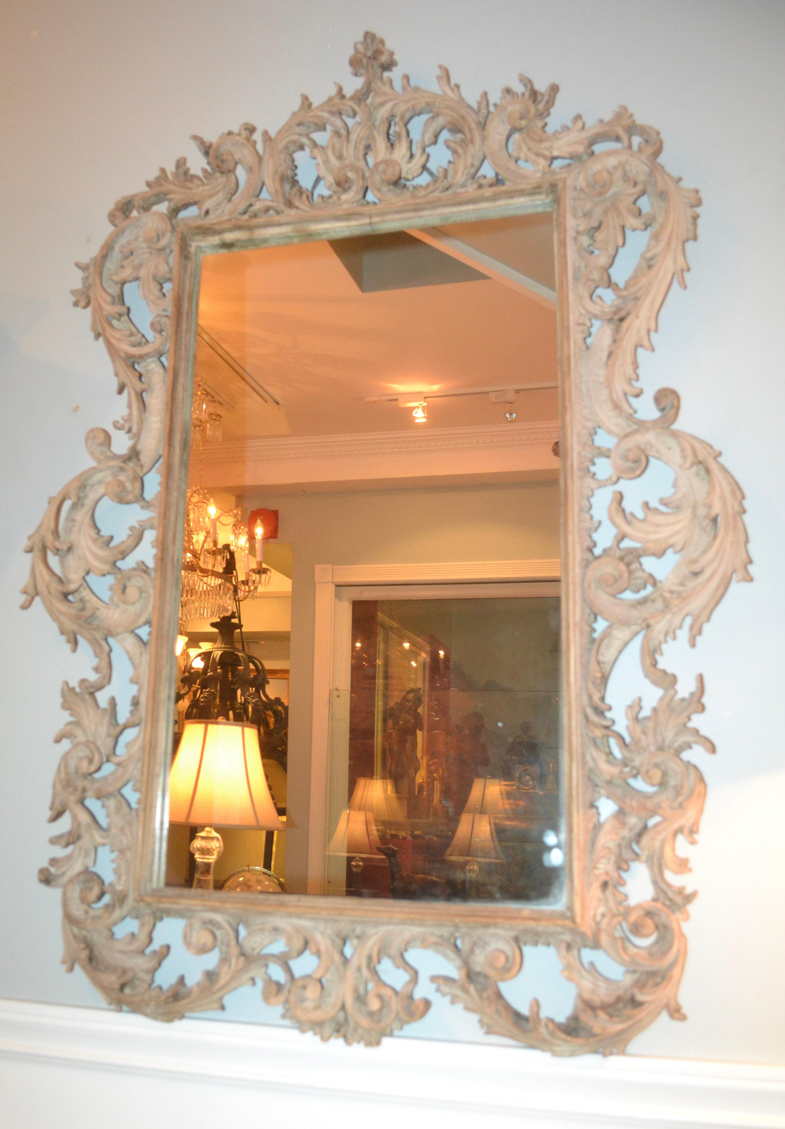 Period 18th Century Chippendale Carved and Painted Mirror 3