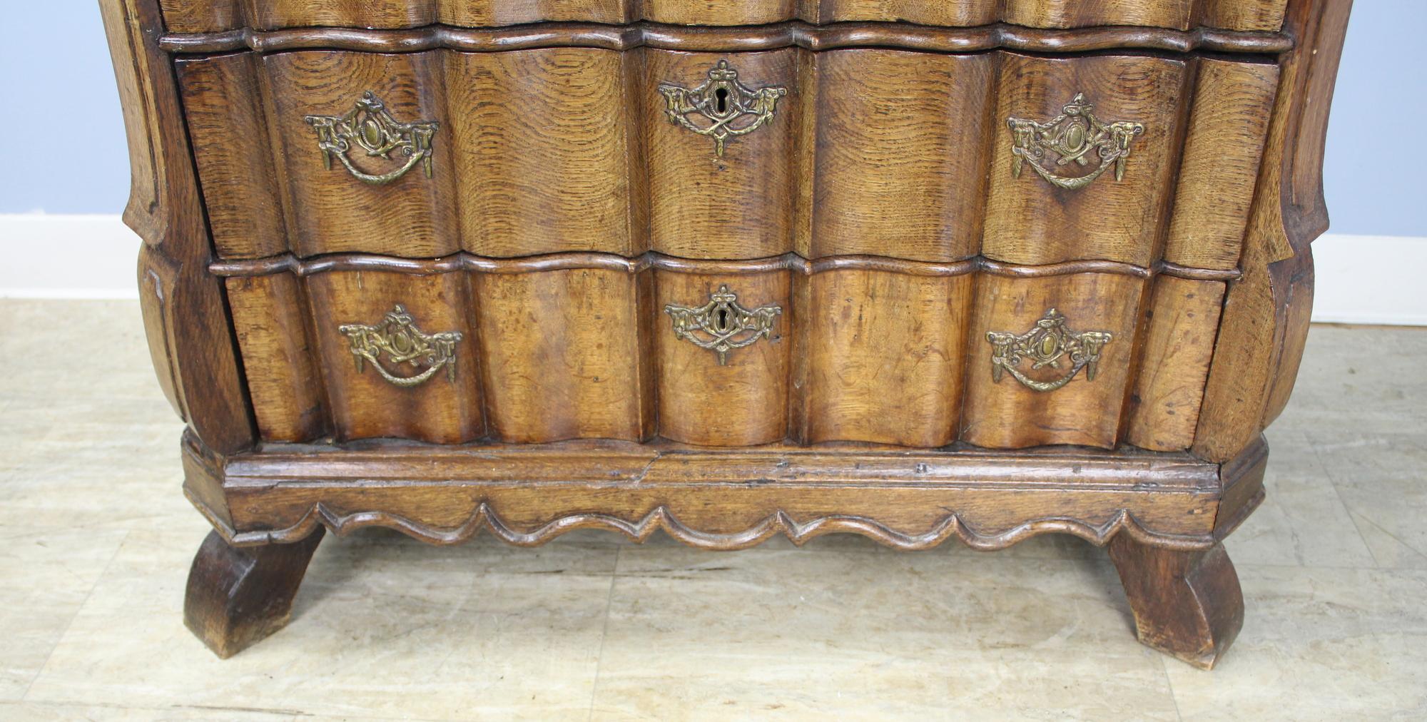 Oak Period 18th Century Dutch Chest/Commode, Serpentine Drawers For Sale