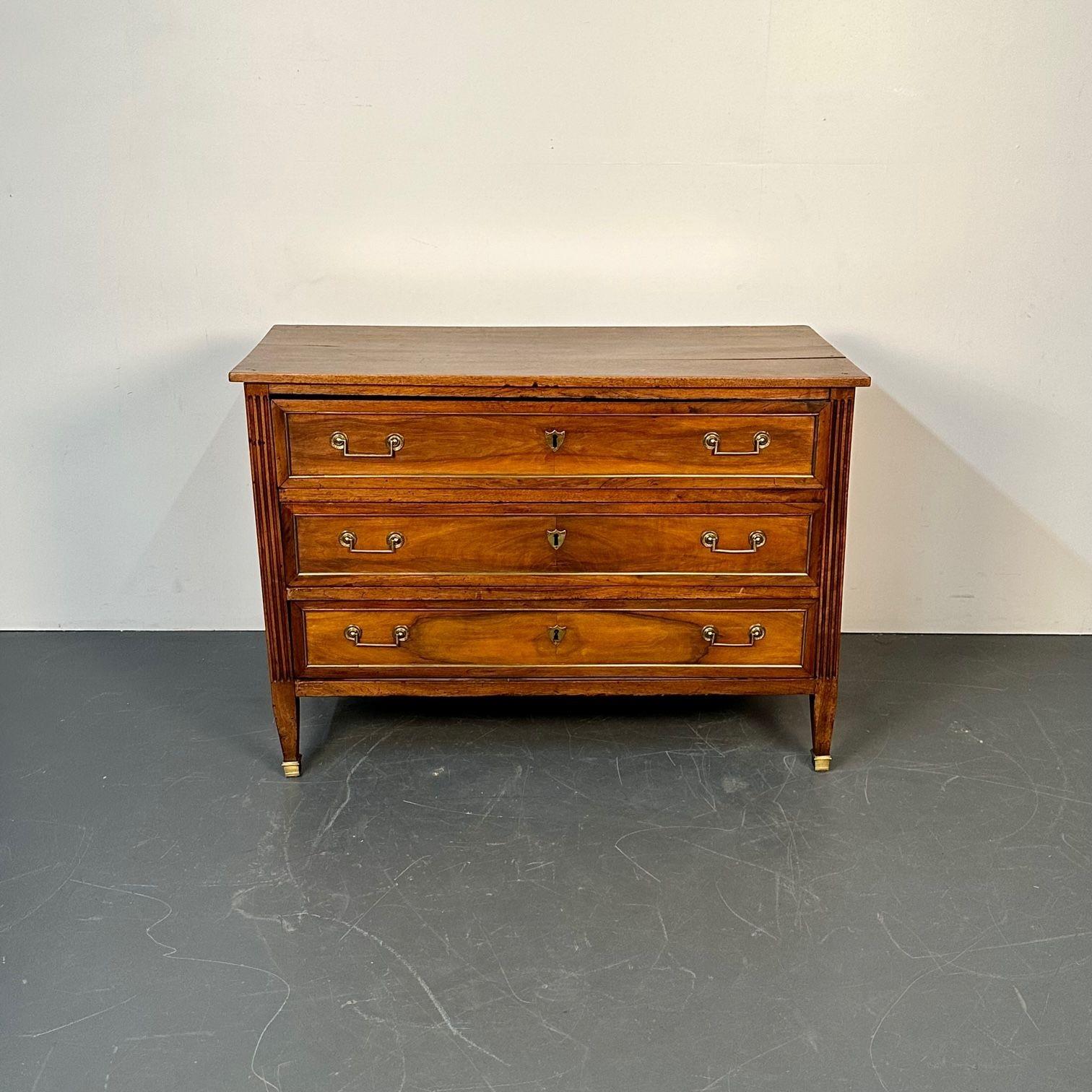 19th Century Period 18th Century French Louis XVI Mahogany Commode / Chest, Bronze Accent For Sale