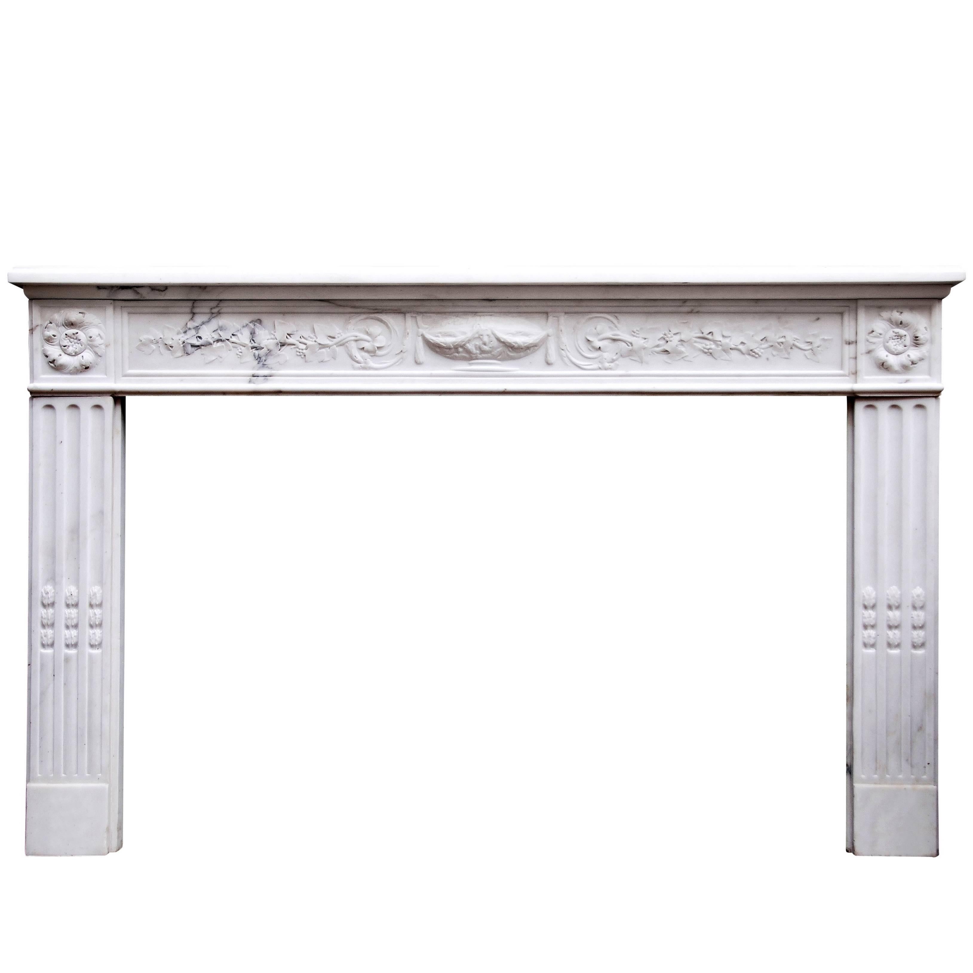 Period 18th Century French Louis XVI Statuary Marble Fireplace