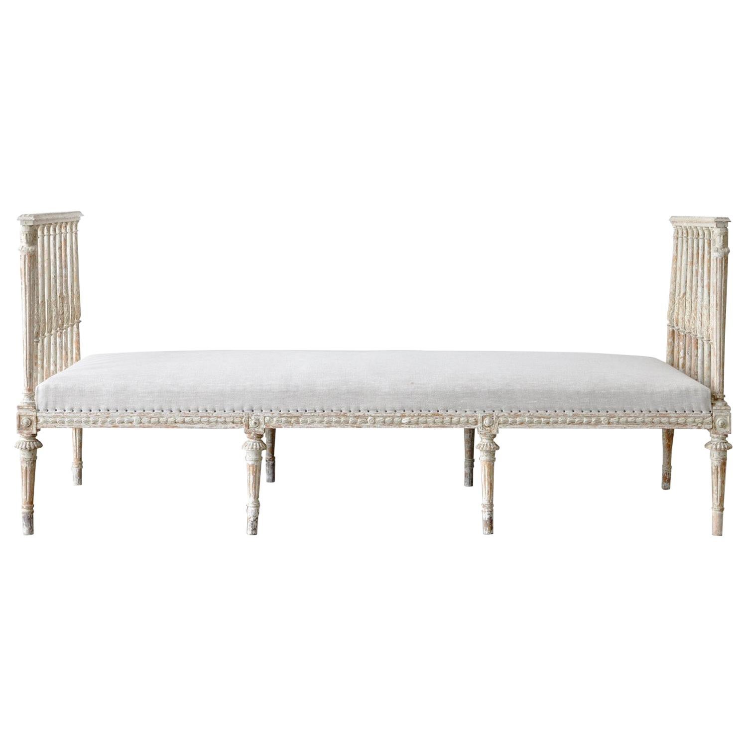 Period 18th Century Gustavian Reupholstered Day Bed in Original Paint