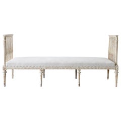 Period 18th Century Gustavian Reupholstered Day Bed in Original Paint