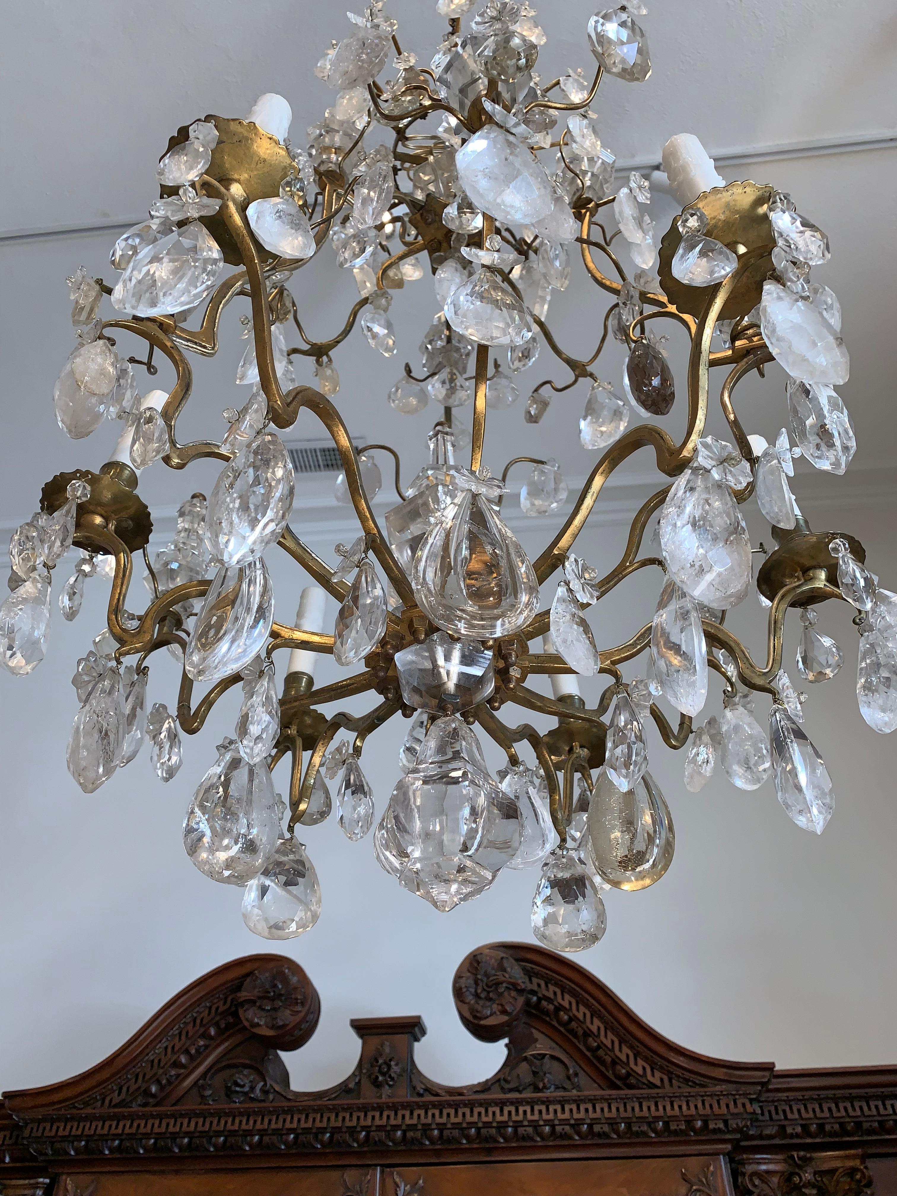 Period 18th Century Louis XV Bronze and Rock Crystal Chandelier 1