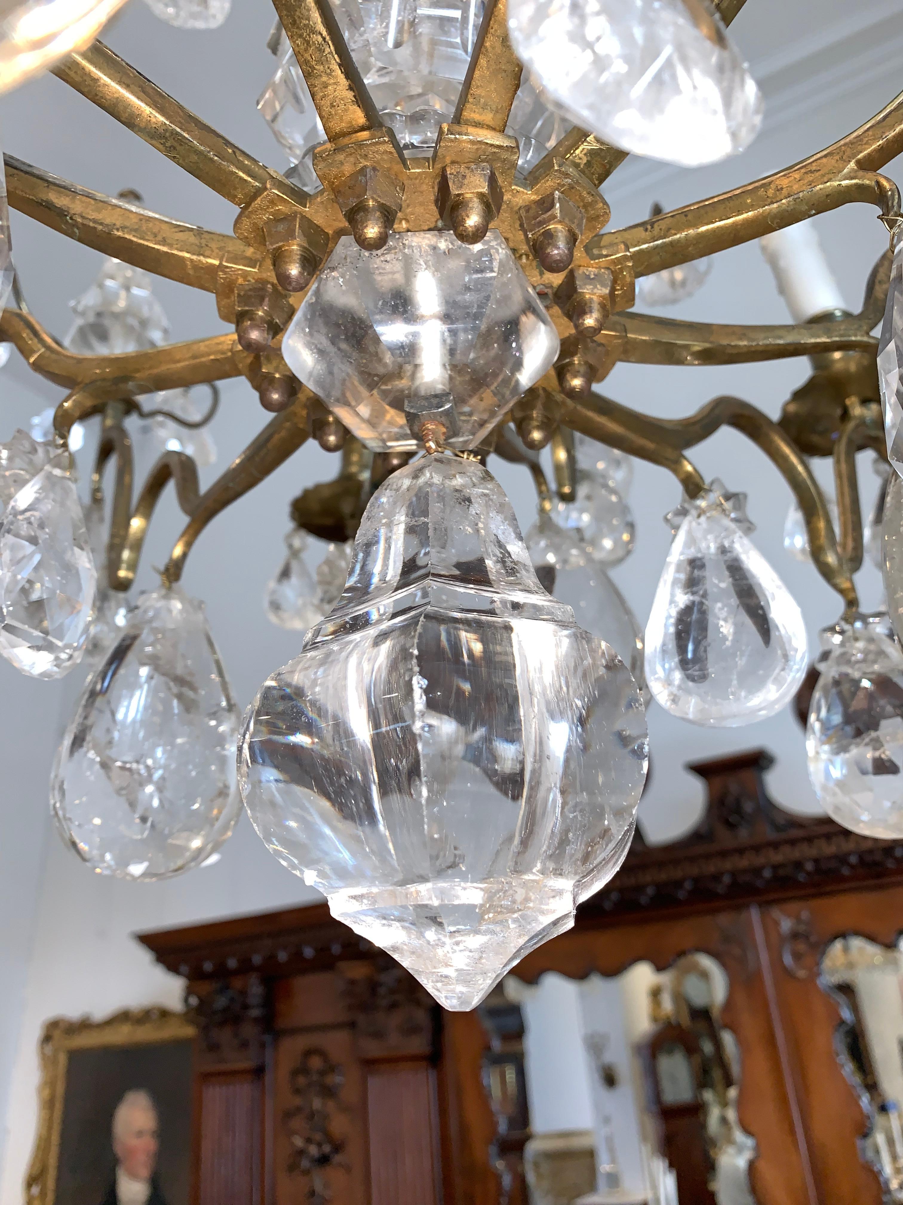 Period 18th Century Louis XV Bronze and Rock Crystal Chandelier 2