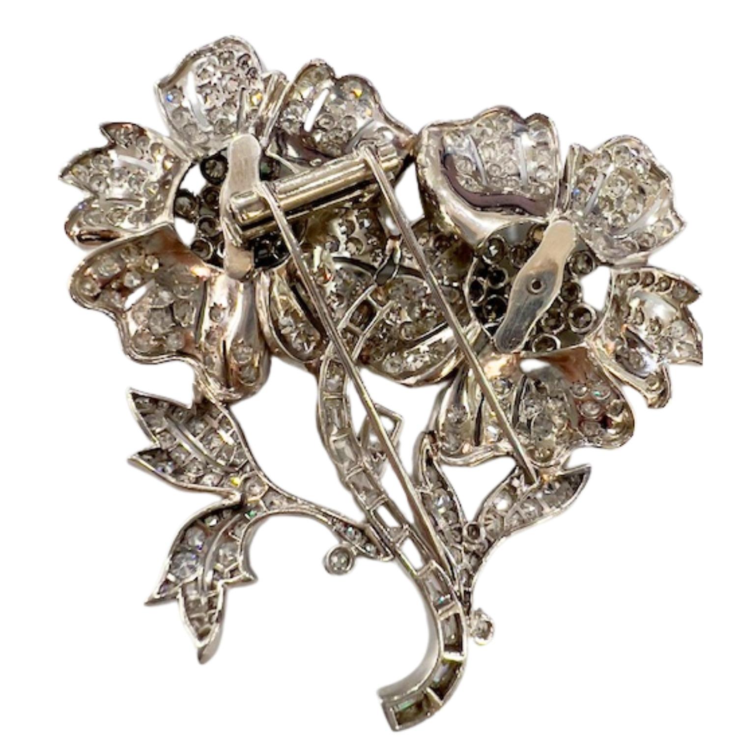 Period 1945–1950 8.64 carat Diamonds  Platinum Brooch For Sale 2