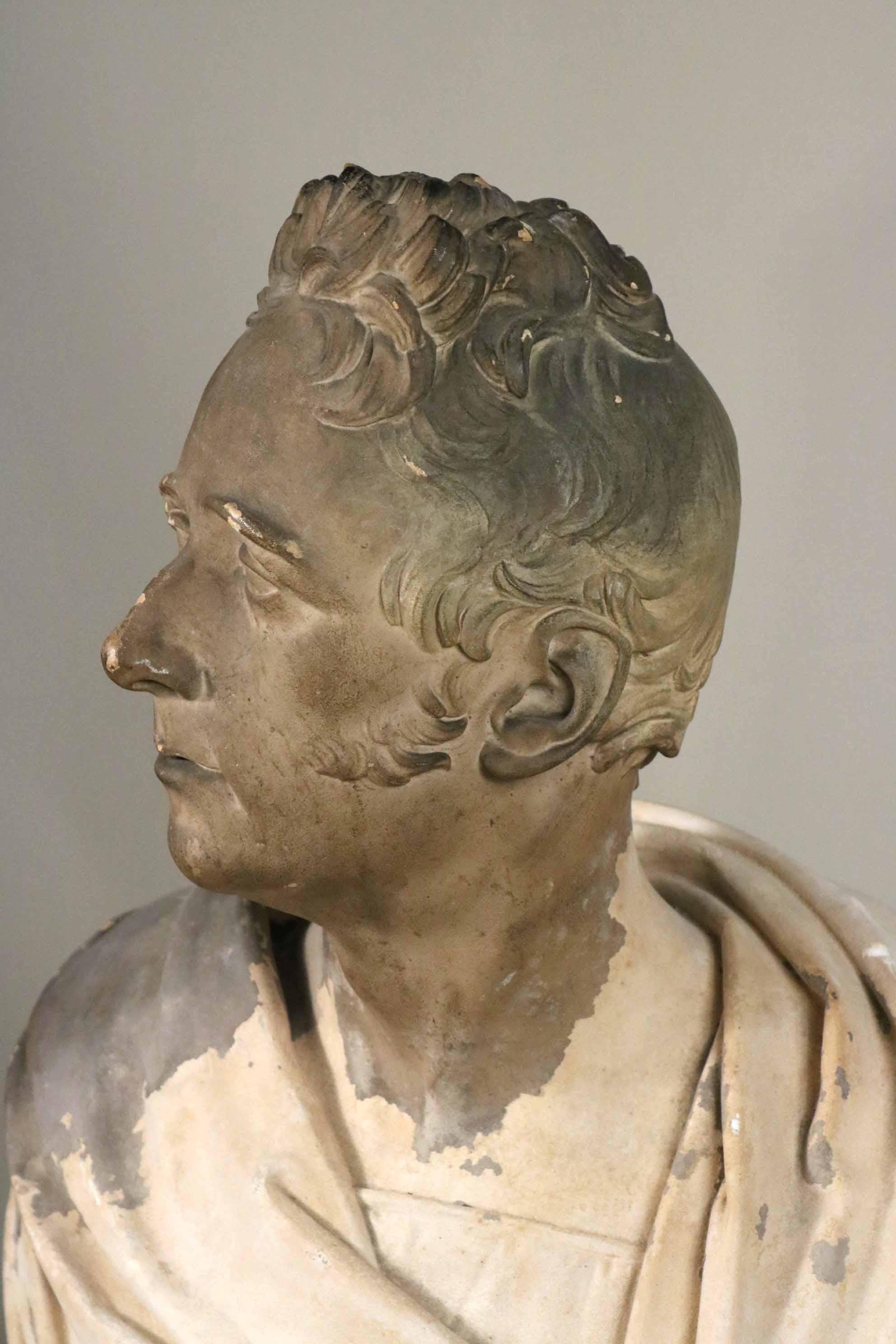 English Period 19th Century Regency Plaster Bust of a Man by Samuel Joseph