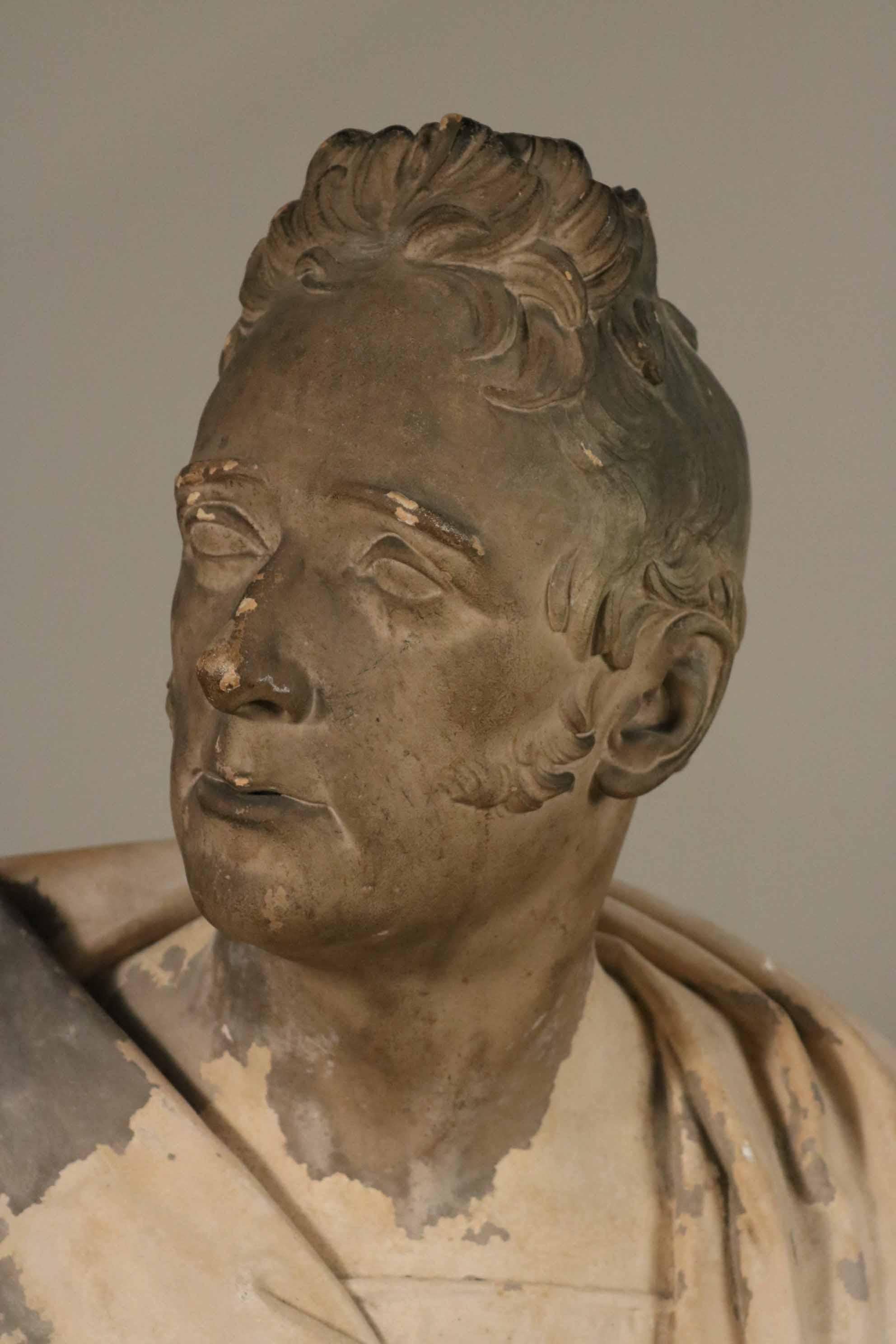 Period 19th Century Regency Plaster Bust of a Man by Samuel Joseph In Good Condition In Essex, MA