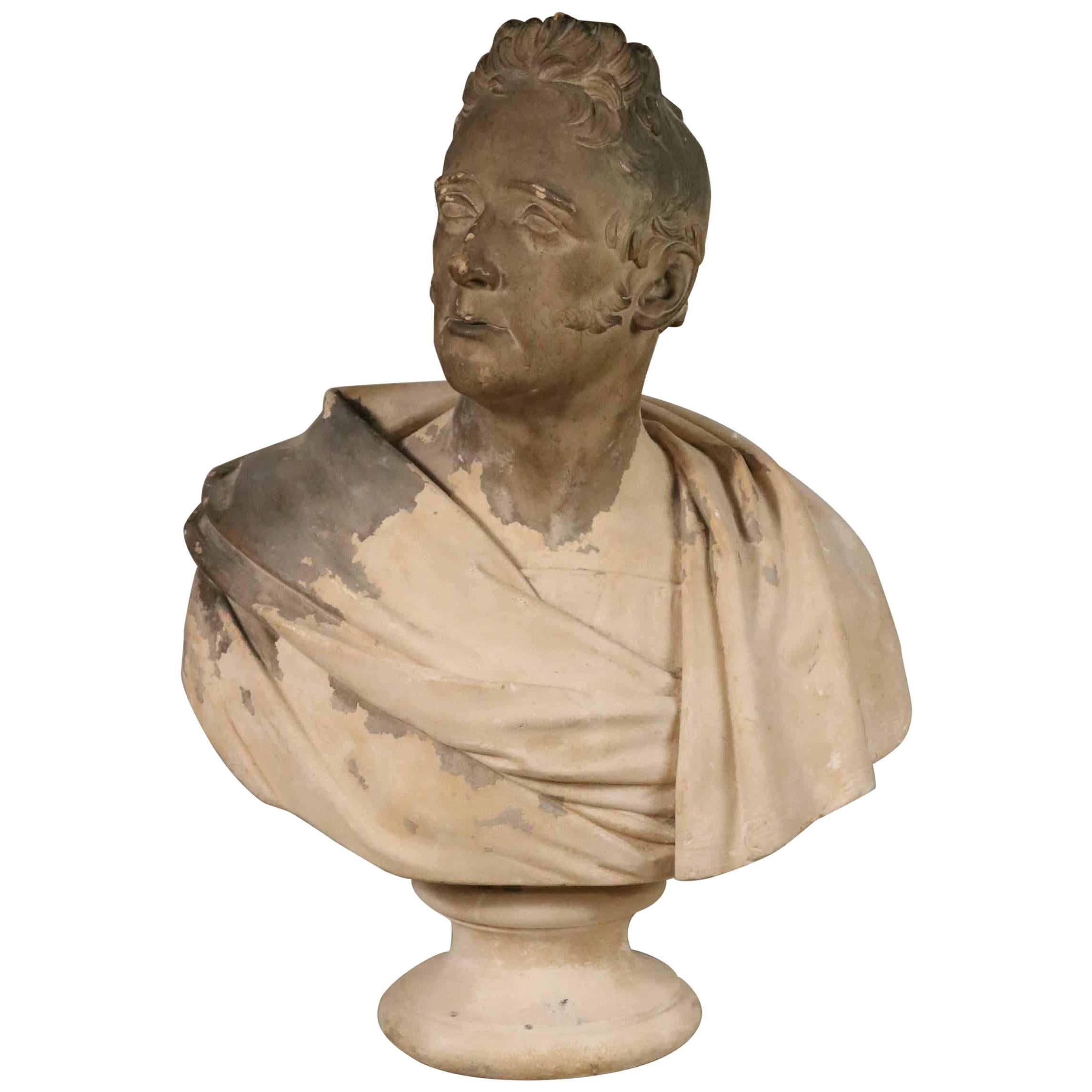 Period 19th Century Regency Plaster Bust of a Man by Samuel Joseph