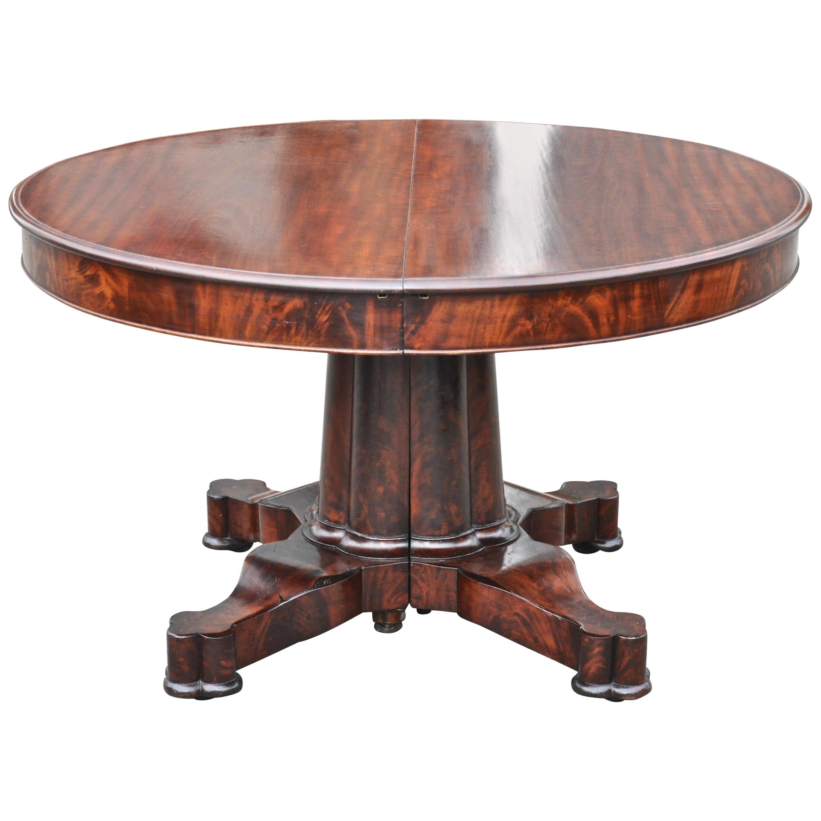 Period American Early 19th Century Round Extension Dining Table by Charles Hobe