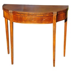 Period American New England Mahogany Sheraton Inlaid Card Games Table