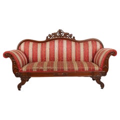 Period Antique American Victorian Rococo Revival Carved Walnut Sofa Circa 1850