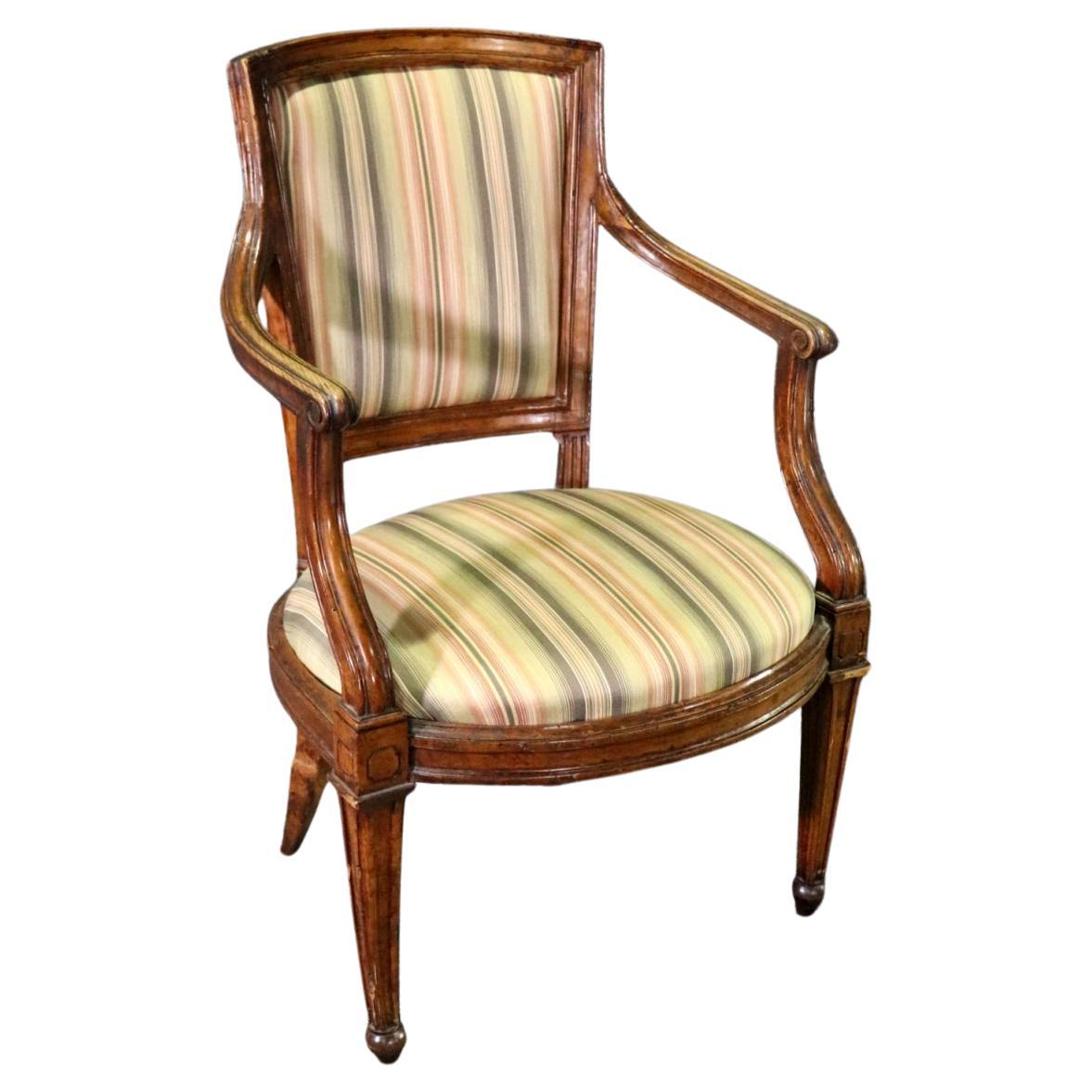 Period Antique Directoire French Louis XVI Walnut Armchair For Sale